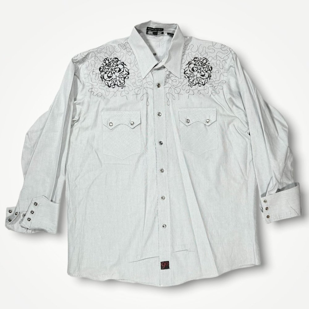 Panhandle Slim Men’s Western Micro-Stripe Long Sleeve Snap Shirt Large